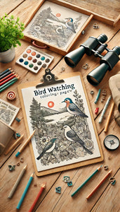 BIRD WATCHING COLORING PAGES TEMPLATE