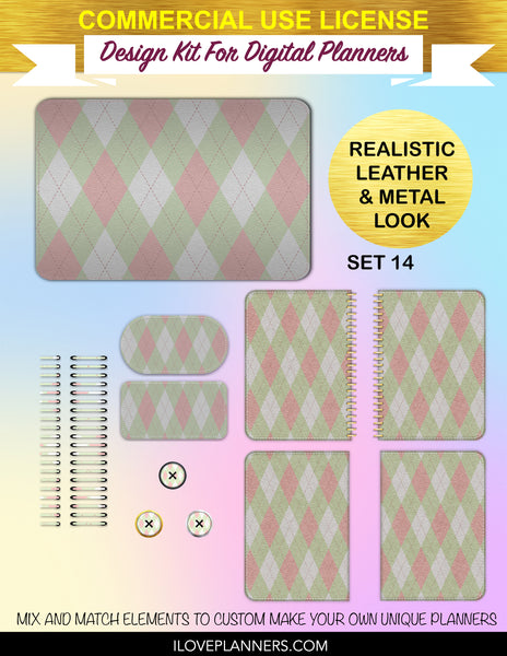 Seamless Argyle Patterns Cover Kit for Digital Planners, Spirals, Coils, Customize Your Digital Planners, Commercial Use OK, Digital Planners, Digital Journals, Compatible for PC, Mac, CANVA. #140