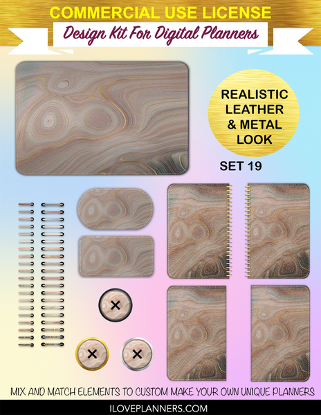 Earth Strata Agate Geode Textures Digital Planners, Spirals, Coils, Customize Your Digital Planners, Commercial Use OK, Digital Planners, Digital Journals, Compatible for PC, Mac, CANVA. #60