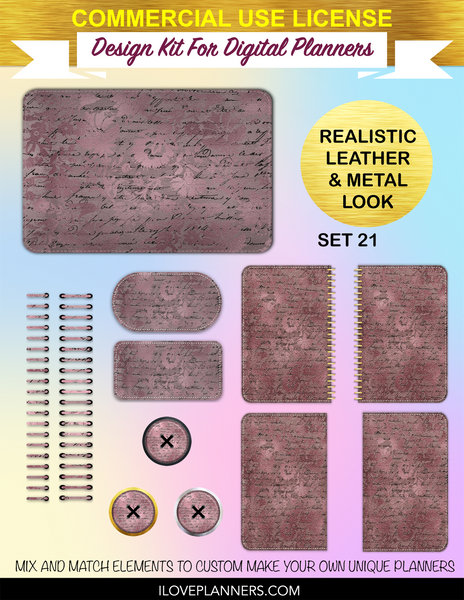 Pink Ephemera Digital Planners, Spirals, Coils, Customize Your Digital Planners, Commercial Use OK, Digital Planners, Digital Journals, Compatible for PC, Mac, CANVA. #79