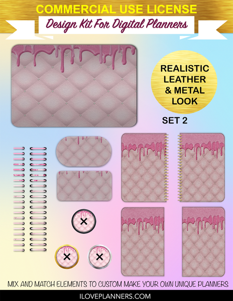 Pink Tufted Cake Digital Planners, Spirals, Coils, Customize Your Digital Planners, Commercial Use OK, Digital Planners, Digital Journals, Compatible for PC, Mac, CANVA. #48