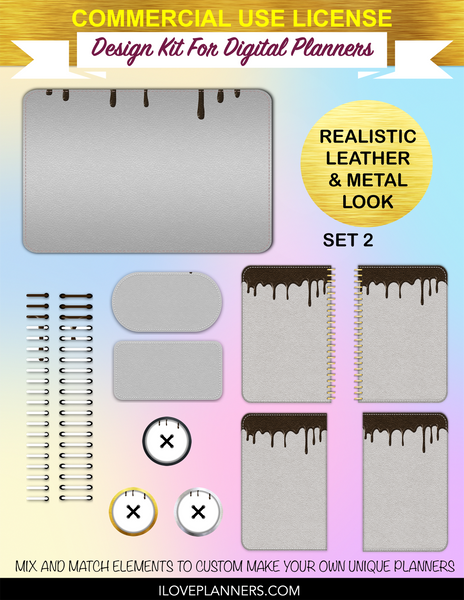 Dripping Frosting Digital Planners, Spirals, Coils, Customize Your Digital Planners, Commercial Use OK, Digital Planners, Digital Journals, Compatible for PC, Mac, CANVA. #49