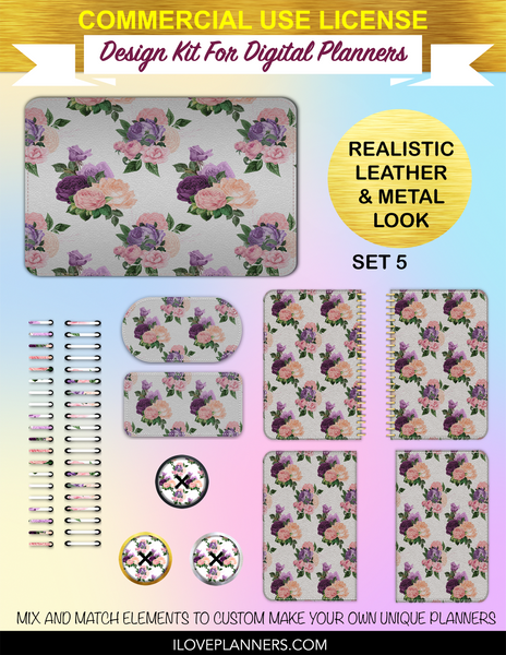 Peach Pink and Lavender Digital Planners, Spirals, Coils, Customize Your Digital Planners, Commercial Use OK, Digital Planners, Digital Journals, Compatible for PC, Mac, CANVA. #36