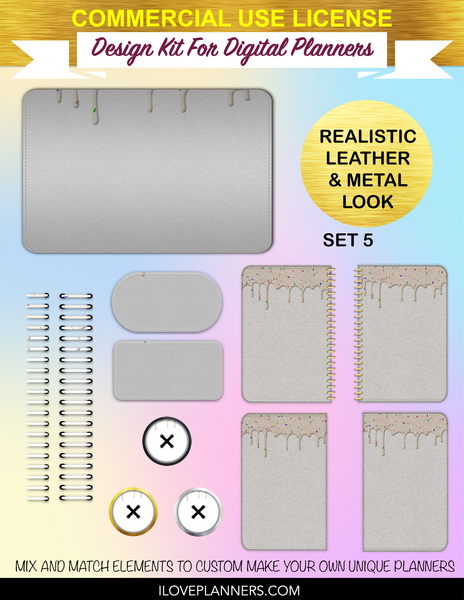 Dripping Frosting Digital Planners, Spirals, Coils, Customize Your Digital Planners, Commercial Use OK, Digital Planners, Digital Journals, Compatible for PC, Mac, CANVA. #49