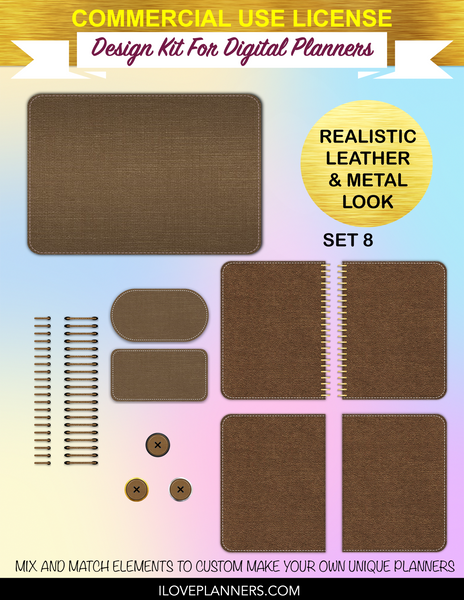 Natural Linen Cover Kit for Digital Planners, Spirals, Coils, Customize Your Digital Planners, Commercial Use OK, Digital Planners, Digital Journals, Compatible for PC, Mac, Canva. #108