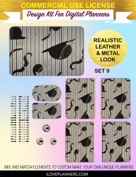 Seamless Steampunk Patterns Cover Kit for Digital Planners, Spirals, Coils, Customize Your Digital Planners, Commercial Use OK, Digital Planners, Digital Journals, Compatible for PC, Mac, CANVA. #135