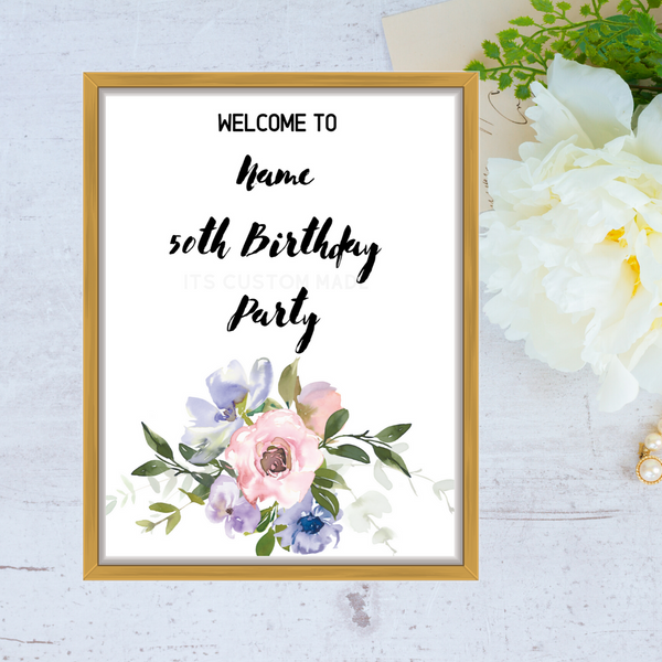 Birthday Party Welcome Sign - Tropical Birthday Party Decor Sign - Birthday Beach Party Sign- 50th Years Birthday Sign - Hawaiian Birthday Party Sign