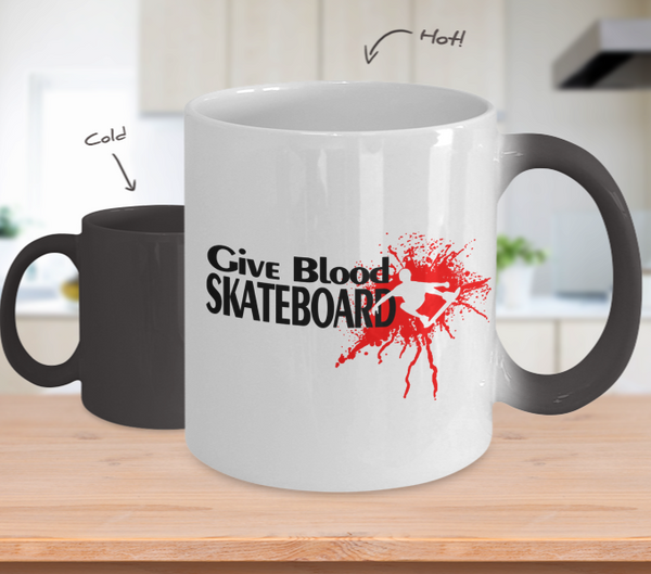 Color Changing Mug Hobbies Theme Give Blood Skateboard