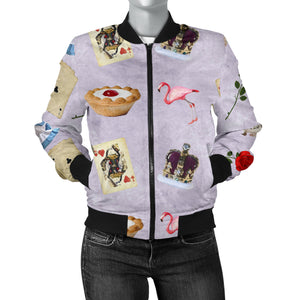 Sports Varsity Style Bomber Jacket Women (D6) Alice In Wonderland