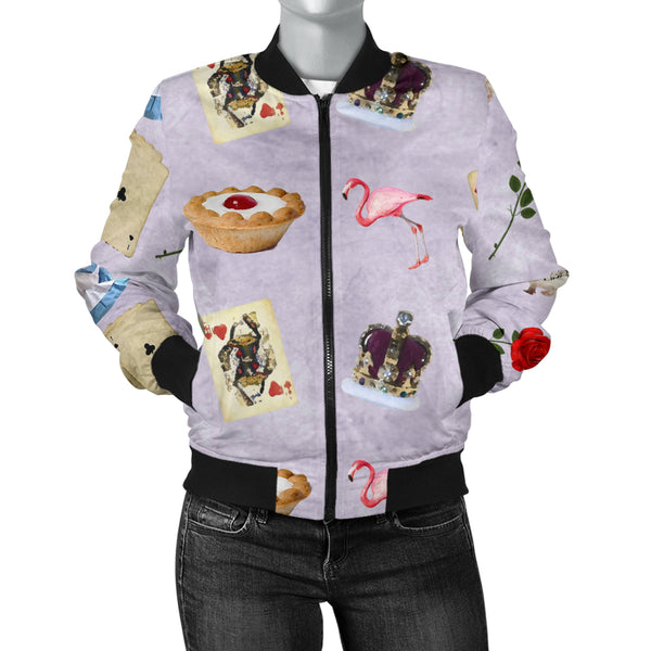 Sports Varsity Style Bomber Jacket Women (D6) Alice In Wonderland