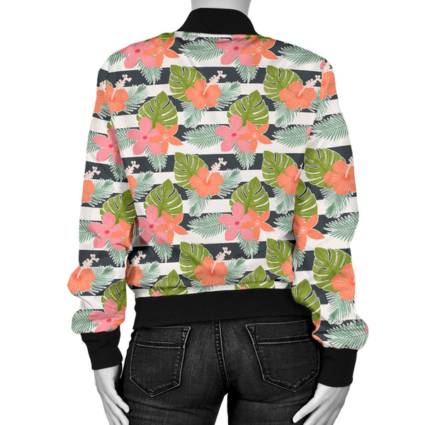 Sports Varsity Style Bomber Jacket Women (K2) Tropical Flowers