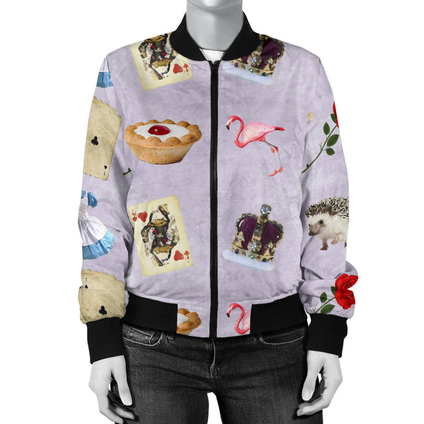 Sports Varsity Style Bomber Jacket Women (D6) Alice In Wonderland