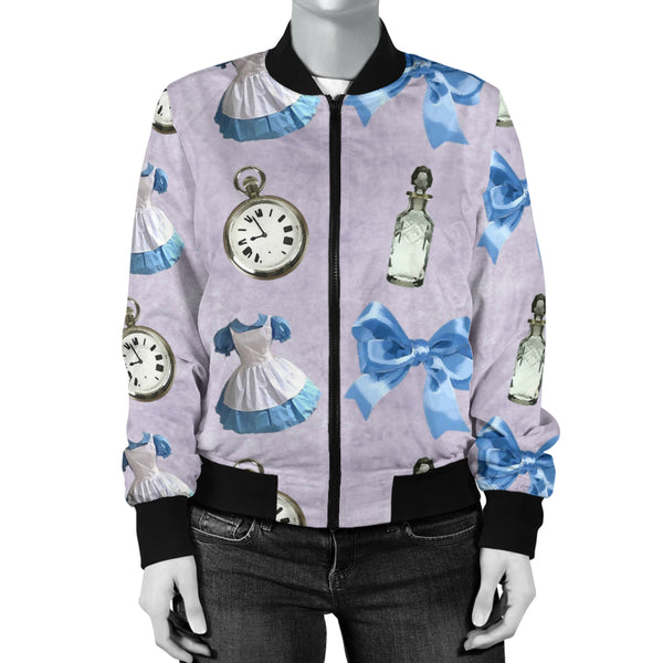 Sports Varsity Style Bomber Jacket Women (D1) Alice In Wonderland