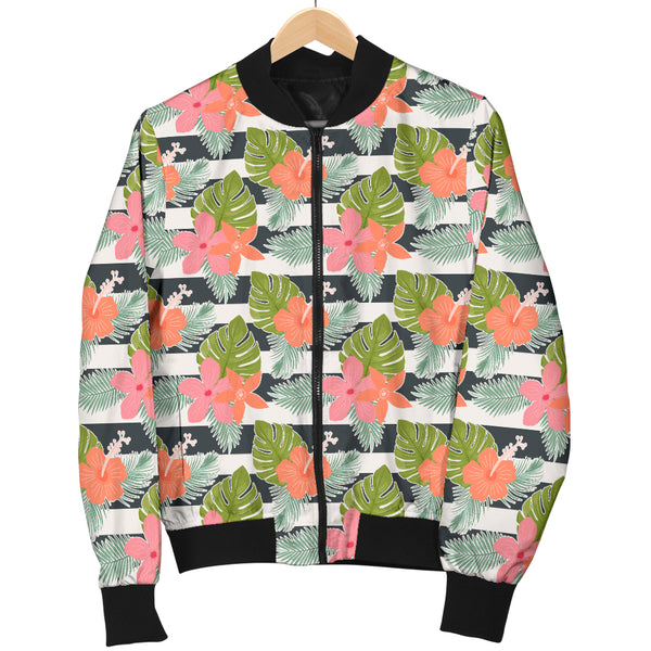 Sports Varsity Style Bomber Jacket Women (K2) Tropical Flowers