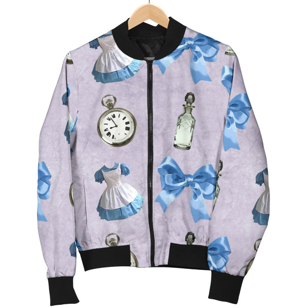 Sports Varsity Style Bomber Jacket Women (D1) Alice In Wonderland