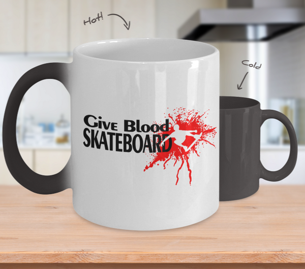 Color Changing Mug Hobbies Theme Give Blood Skateboard